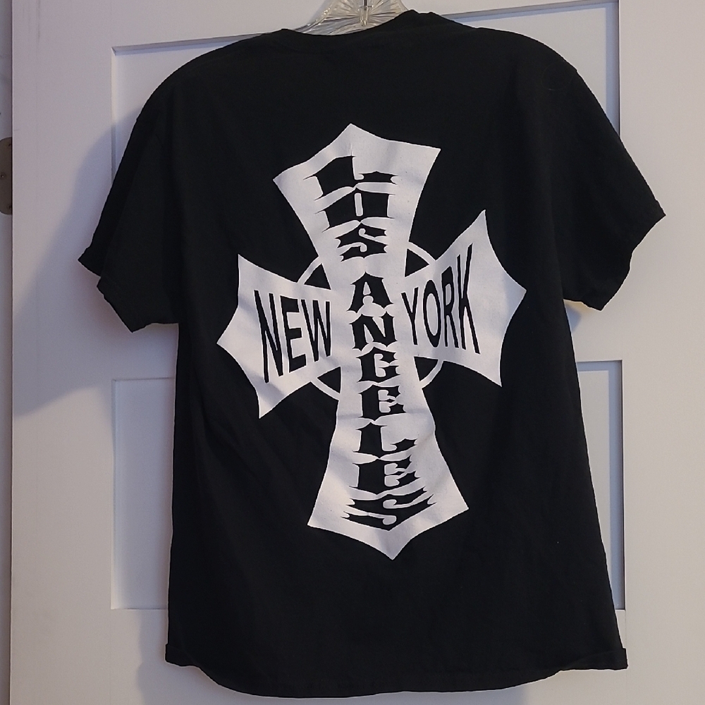 LANY Black Graphic Tee Women’s Size Mediim White Cross New York Streetwear Shirt